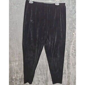 Jason Maxwell Womens Pants sz xl Black Velour Stretch Pull On mADE IN tURKEY